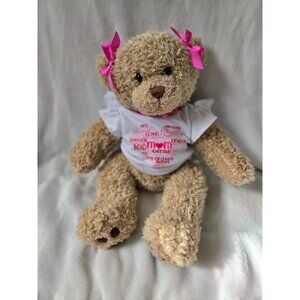 Build-A-Bear Curly Bear 2012 Plush Pink Bows Mom Mother Valentines Heart Gift‎